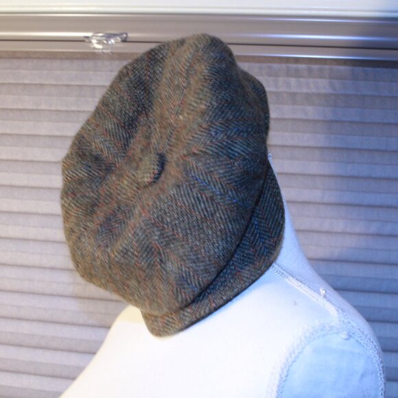Jonathan Richard Size 7 Brown Herringbone Irish Wool Driver Cap Newsboy Hat - Picture 1 of 13